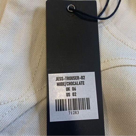 EGO Shea High Waist Panel Detail Straight Leg Trousers In Brown And Cream Nude - Picture 9 of 12